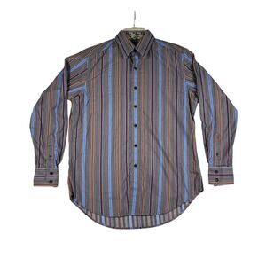 Robert Graham Flip Cuff Mens Shirt Size Small Long Sleeve Gray Blue Purple